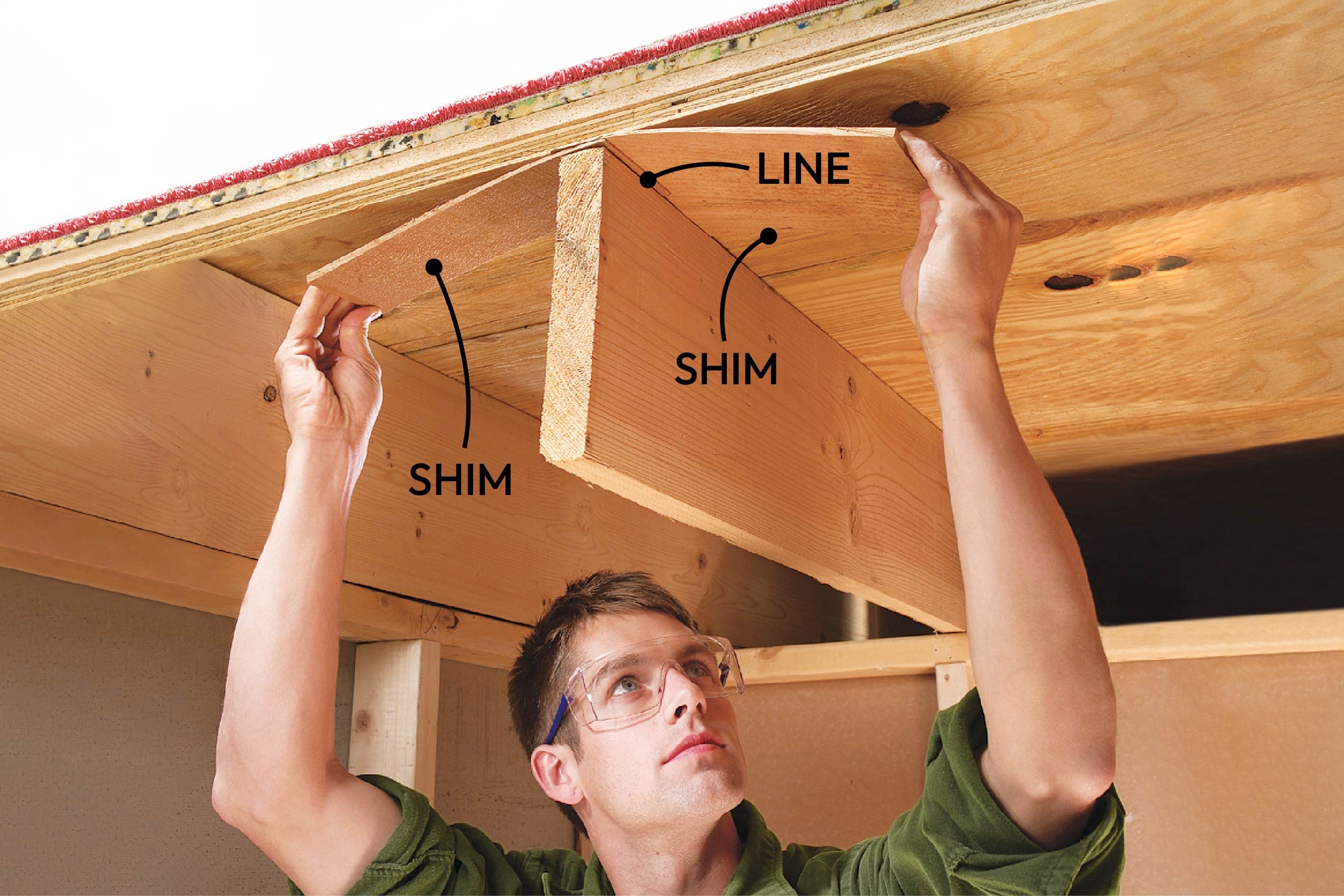 shim between joist and subfloor