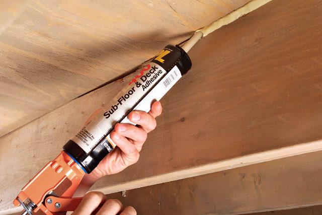 Fill gaps with construction adhesive