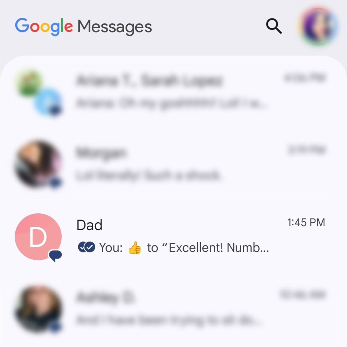 Google Messages Conversations Screenshot