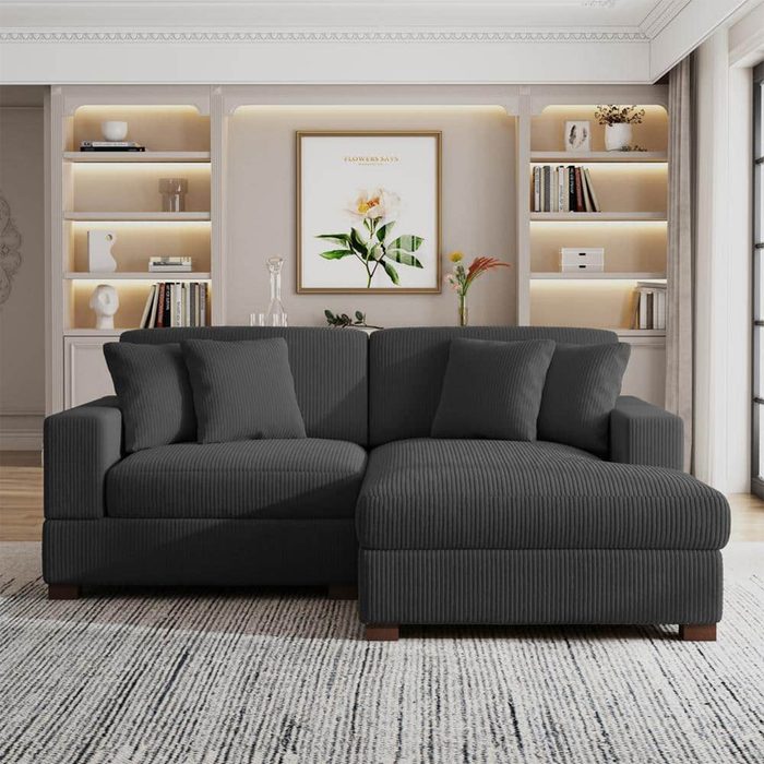 2 Piece Corduroy L Shaped Sectional Via Homedepot.com