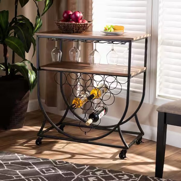 Dania Black And Walnut Wine Cart