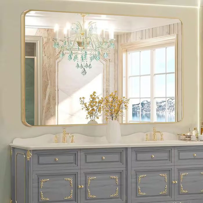 Gold Vanity Rectangle Wall Mirror