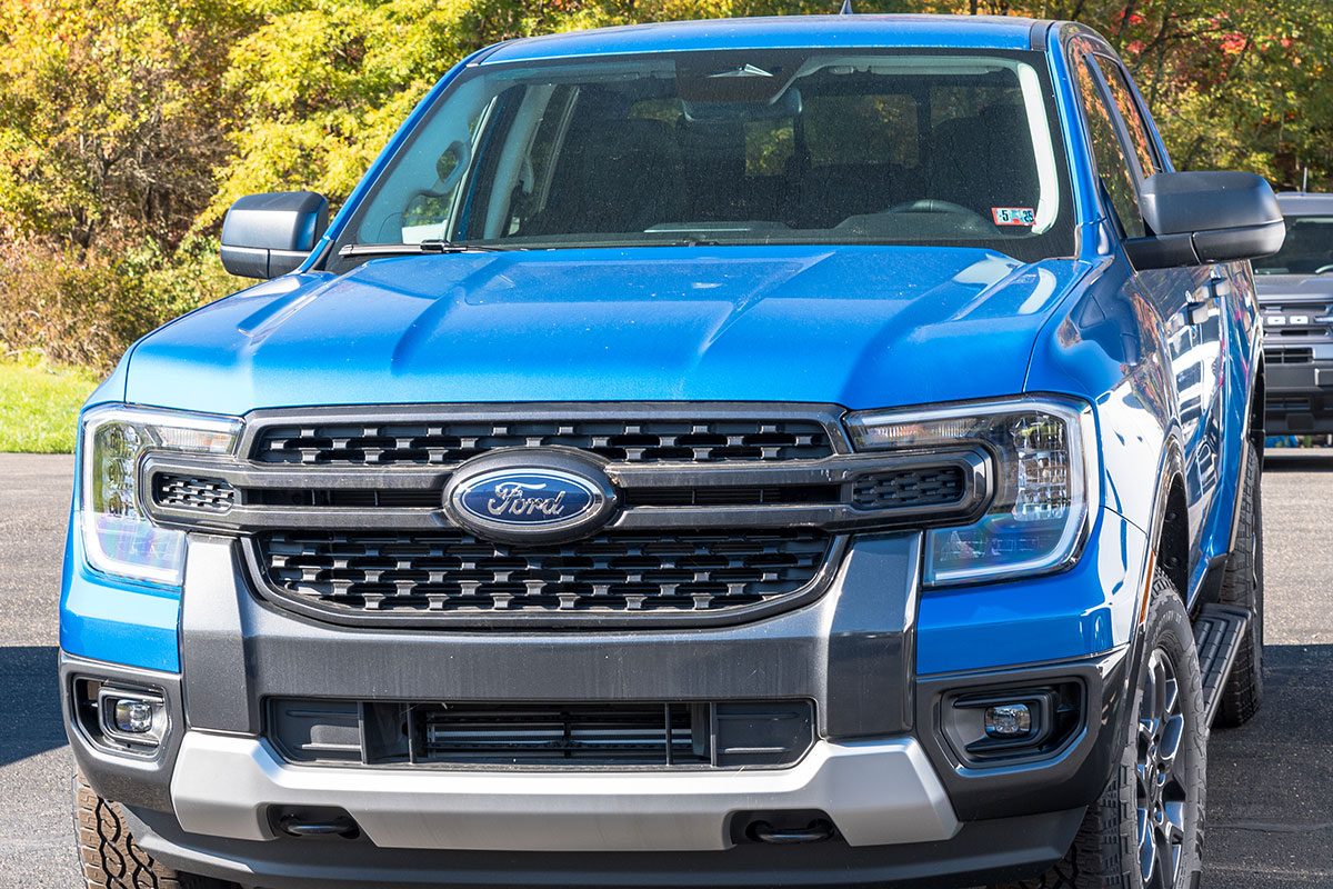 A Ford Ranger truck for sale at a dealership in Franklin, Pennsylvania, USA