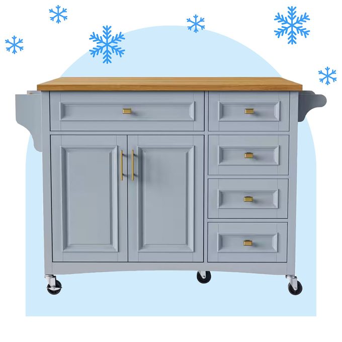 Polibi Blue Wood Kitchen Cart