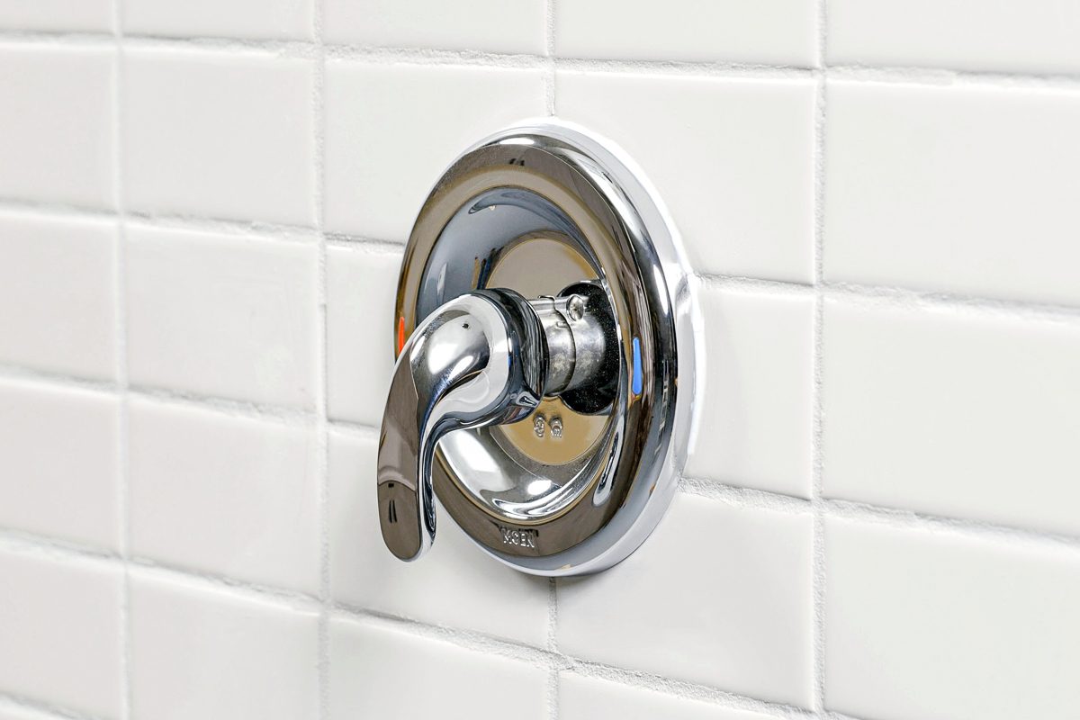 close up of shower valve