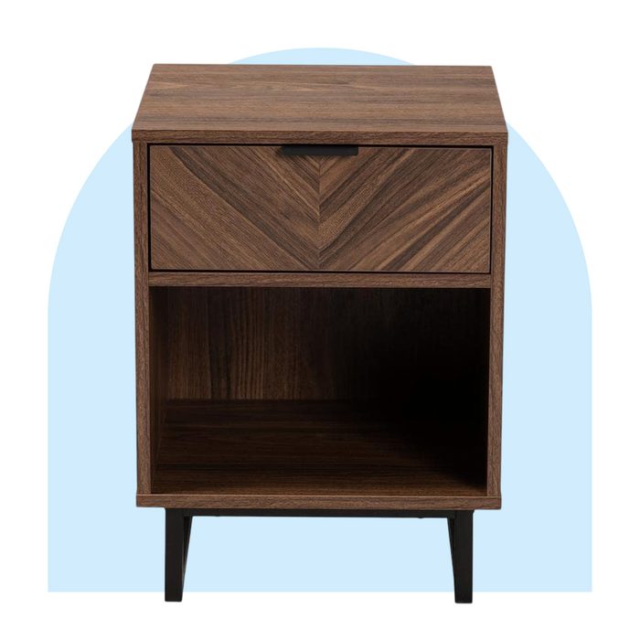 Walnut And Black End Table Via Homedepot.com