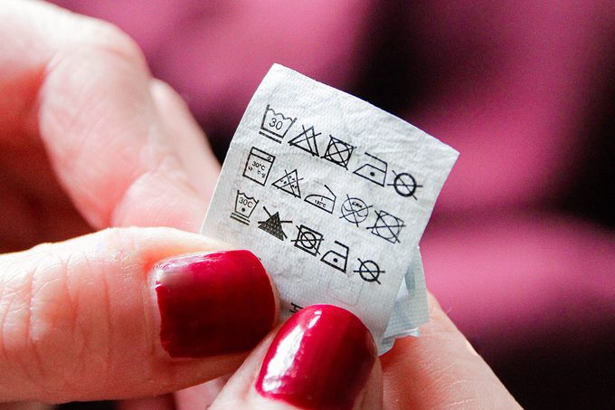 Washing label, laundry instructions