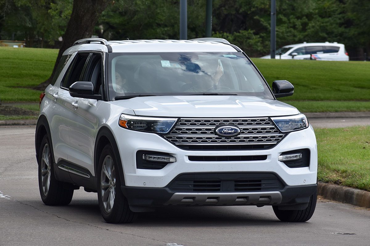 Ford SUV cruising near Herman Park